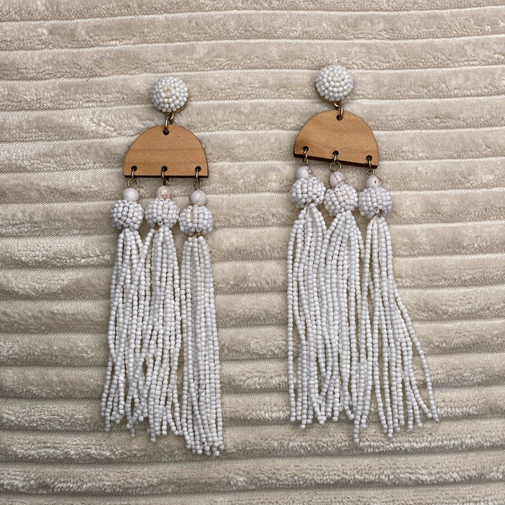 Boho wooden beaded earrings